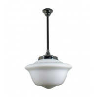 Lighting Inspiration-Victorian 9" / 12" / 16" School House Opal Gloss Rod Pendant - Chrome